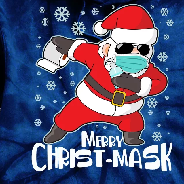 Merry Christ-Mask Dabbing Quarantine Santa Claus Tie Dye Hoodie