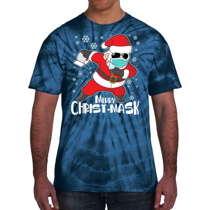 Merry Christ-Mask Dabbing Quarantine Santa Claus Tie-Dye T-Shirt