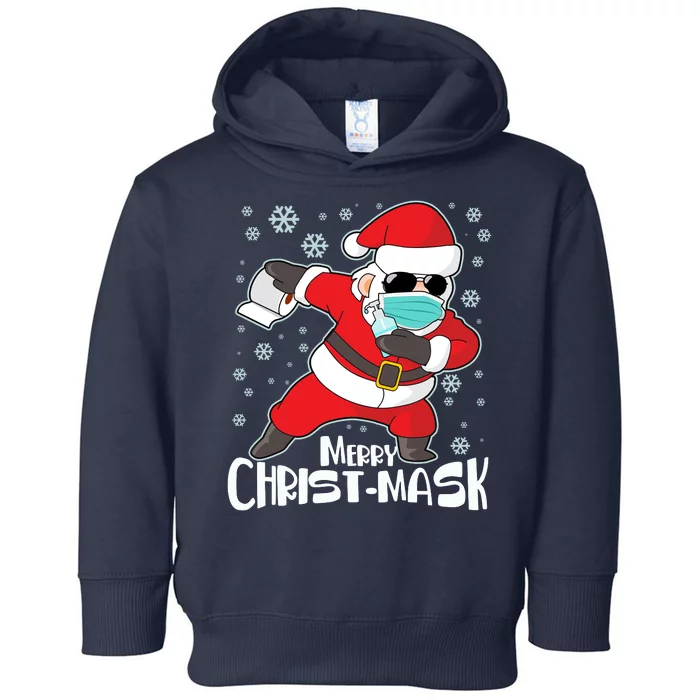 Merry Christ-Mask Dabbing Quarantine Santa Claus Toddler Hoodie