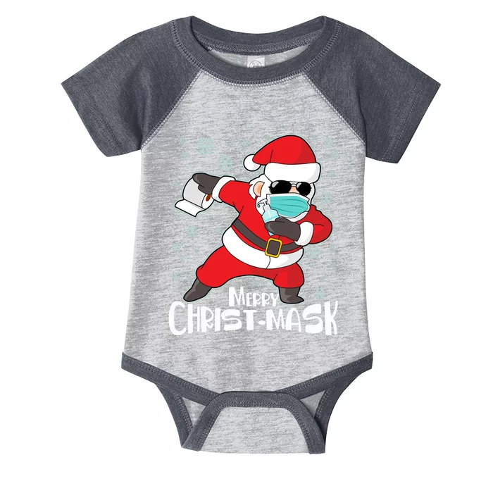 Merry Christ-Mask Dabbing Quarantine Santa Claus Infant Baby Jersey Bodysuit