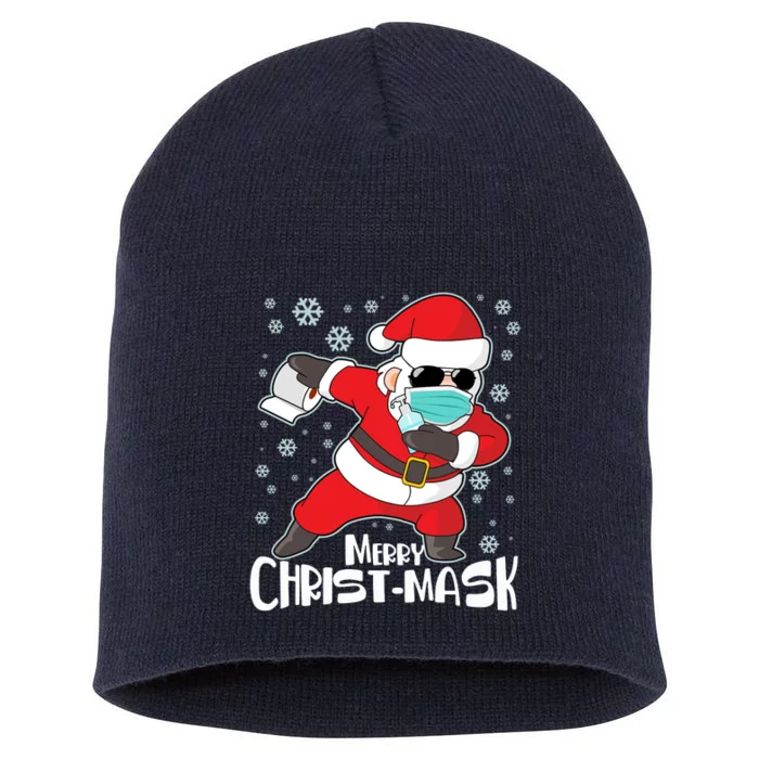 Merry Christ-Mask Dabbing Quarantine Santa Claus Short Acrylic Beanie