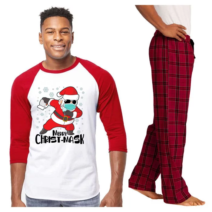 Merry Christ-Mask Dabbing Quarantine Santa Claus Raglan Sleeve Pajama Set