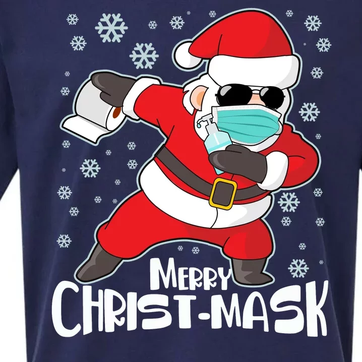 Merry Christ-Mask Dabbing Quarantine Santa Claus Sueded Cloud Jersey T-Shirt