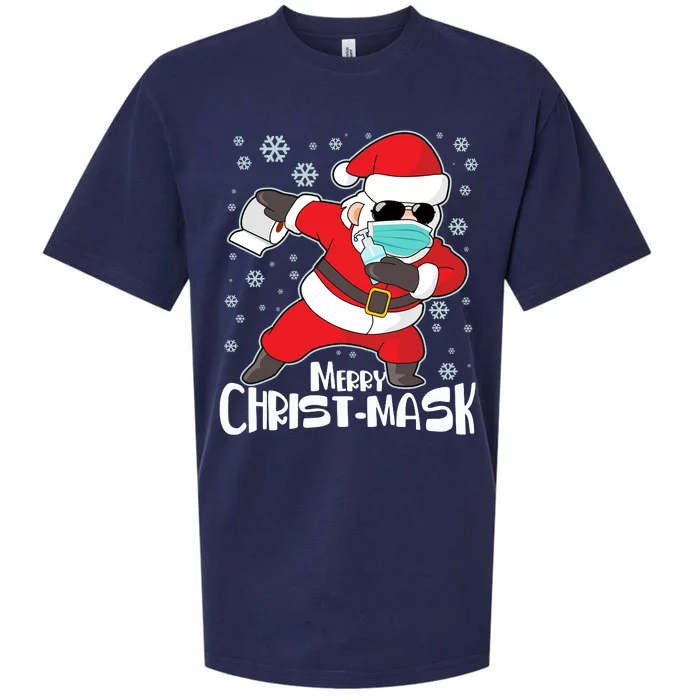 Merry Christ-Mask Dabbing Quarantine Santa Claus Sueded Cloud Jersey T-Shirt