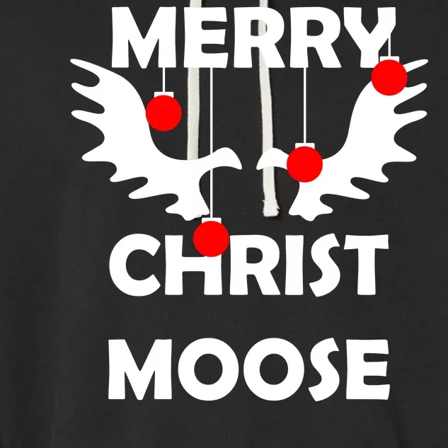 Merry Christ-Moose Garment-Dyed Fleece Hoodie