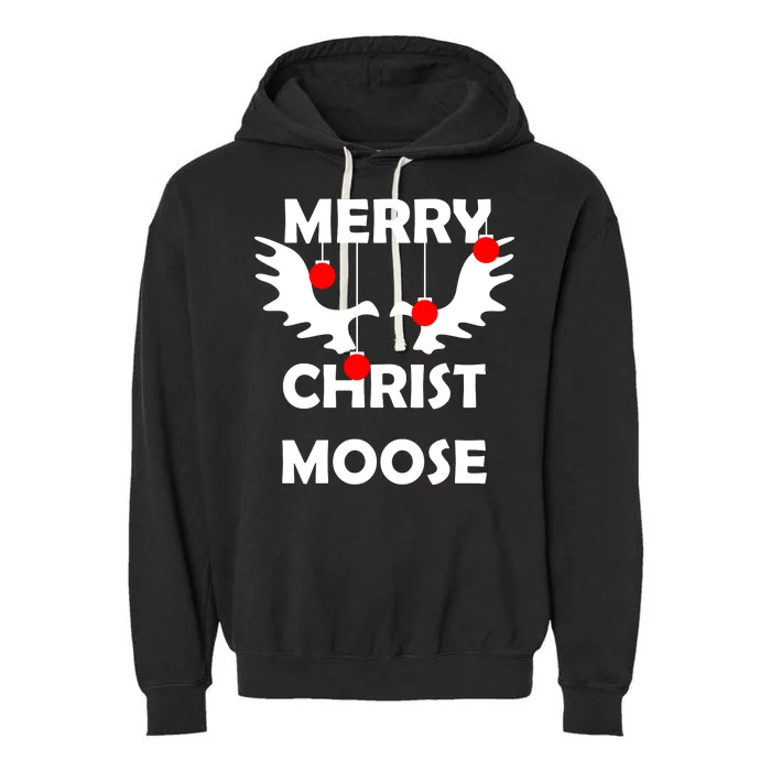 Merry Christ-Moose Garment-Dyed Fleece Hoodie