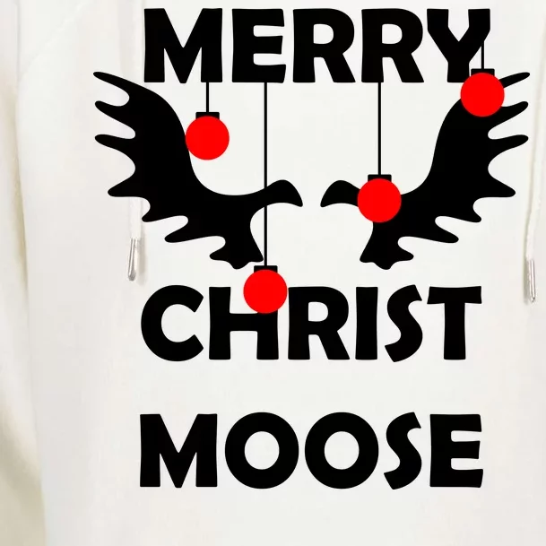 Merry Christ-Moose Womens Funnel Neck Pullover Hood