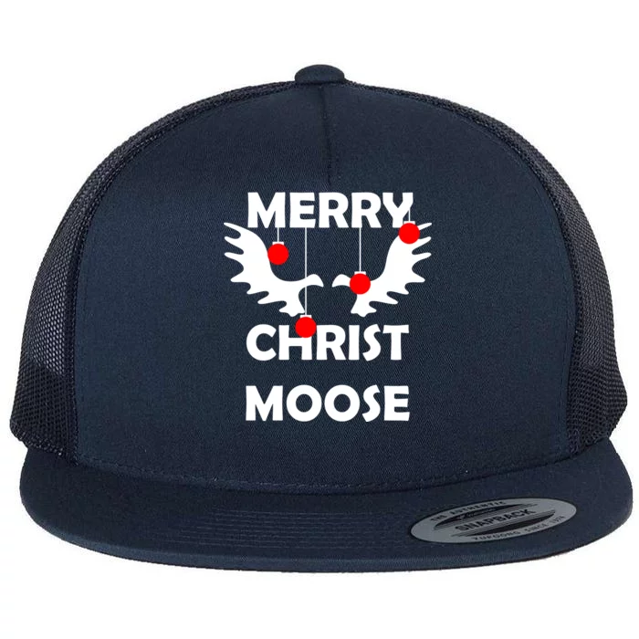 Merry Christ-Moose Flat Bill Trucker Hat