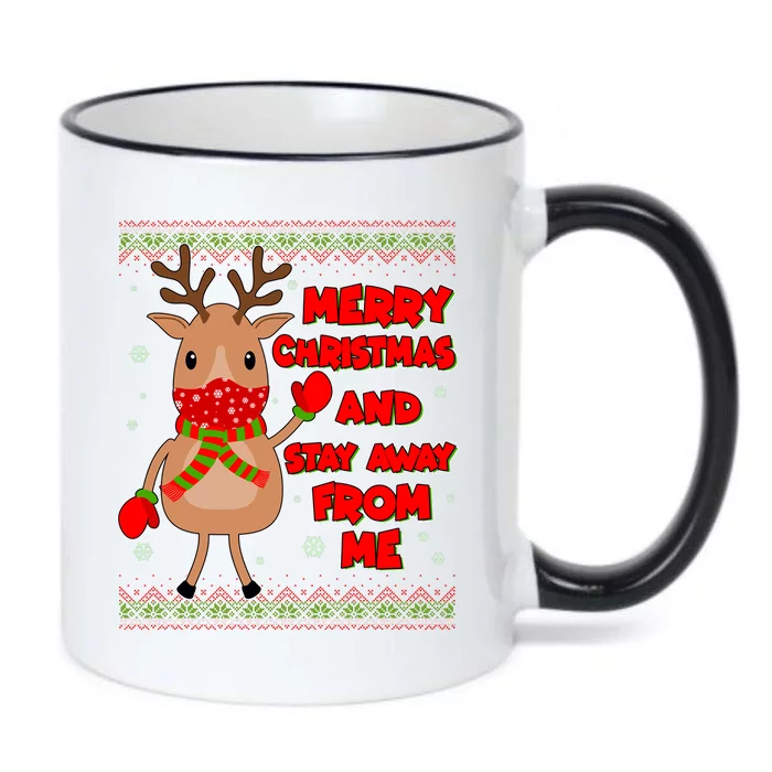 Merry Christmas And Stay Away From Me Reindeer Black Color Changing Mug