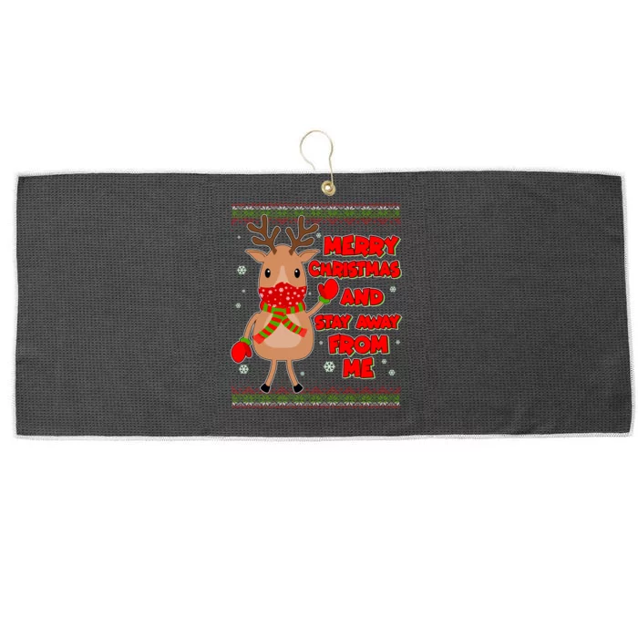 Merry Christmas And Stay Away From Me Reindeer Large Microfiber Waffle Golf Towel