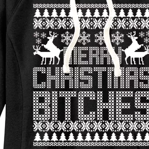 Merry Christmas Bitches Ugly Christmas Sweater Design Women's Fleece Hoodie