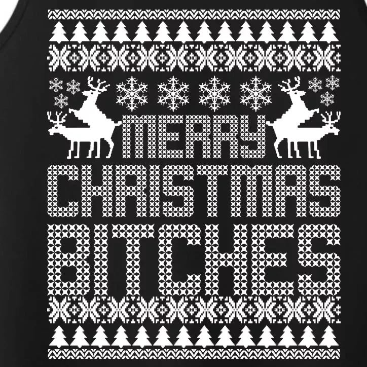 Merry Christmas Bitches Ugly Christmas Sweater Design Performance Tank