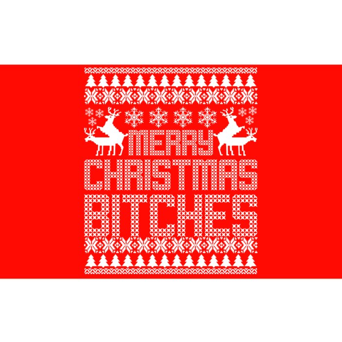 Merry Christmas Bitches Ugly Christmas Sweater Design Bumper Sticker