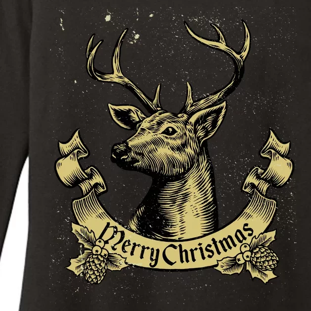 Merry Christmas Deer Womens CVC Long Sleeve Shirt