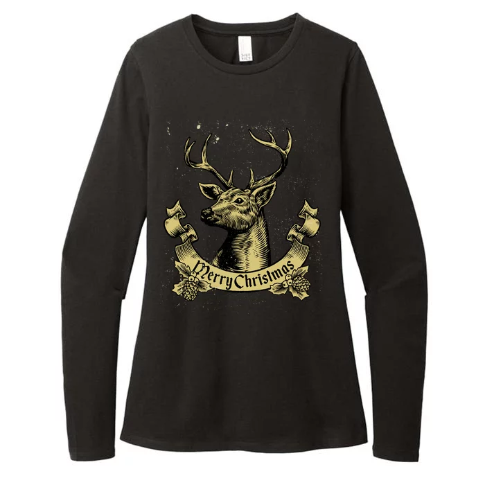 Merry Christmas Deer Womens CVC Long Sleeve Shirt