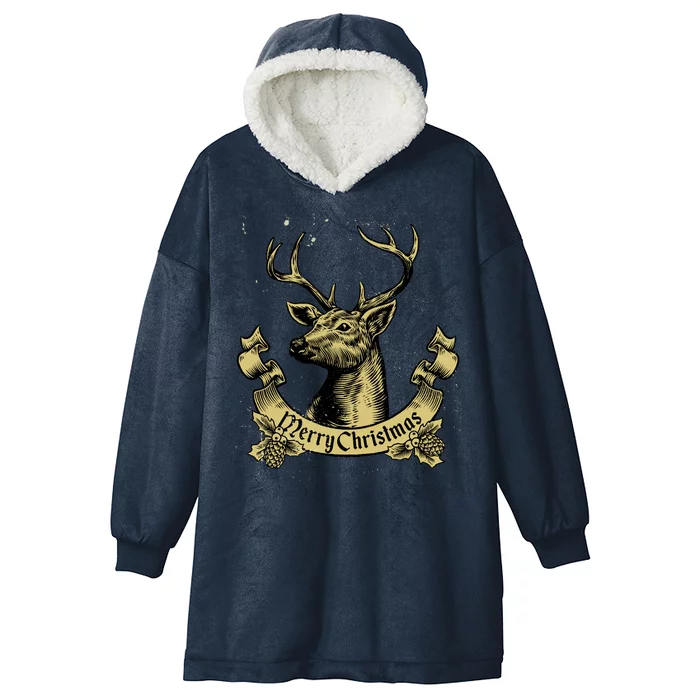 Merry Christmas Deer Hooded Wearable Blanket