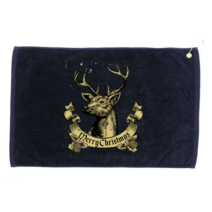 Merry Christmas Deer Grommeted Golf Towel