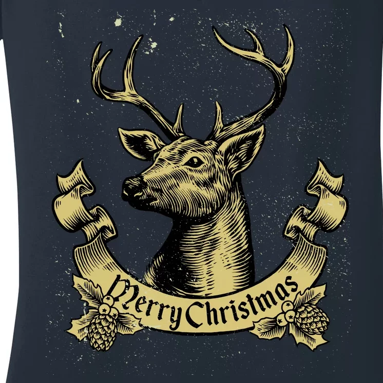 Merry Christmas Deer Women's V-Neck T-Shirt