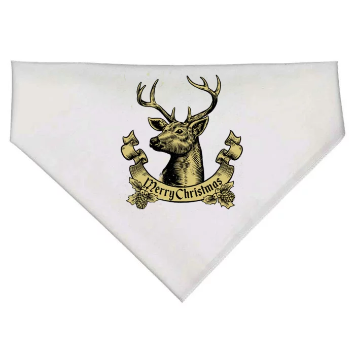 Merry Christmas Deer USA-Made Doggie Bandana