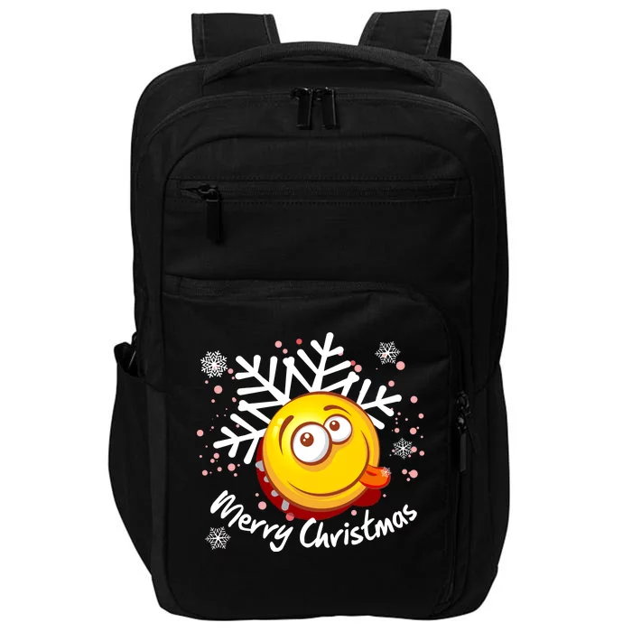 Merry Christmas Funny Smiley Face Snowflake Impact Tech Backpack