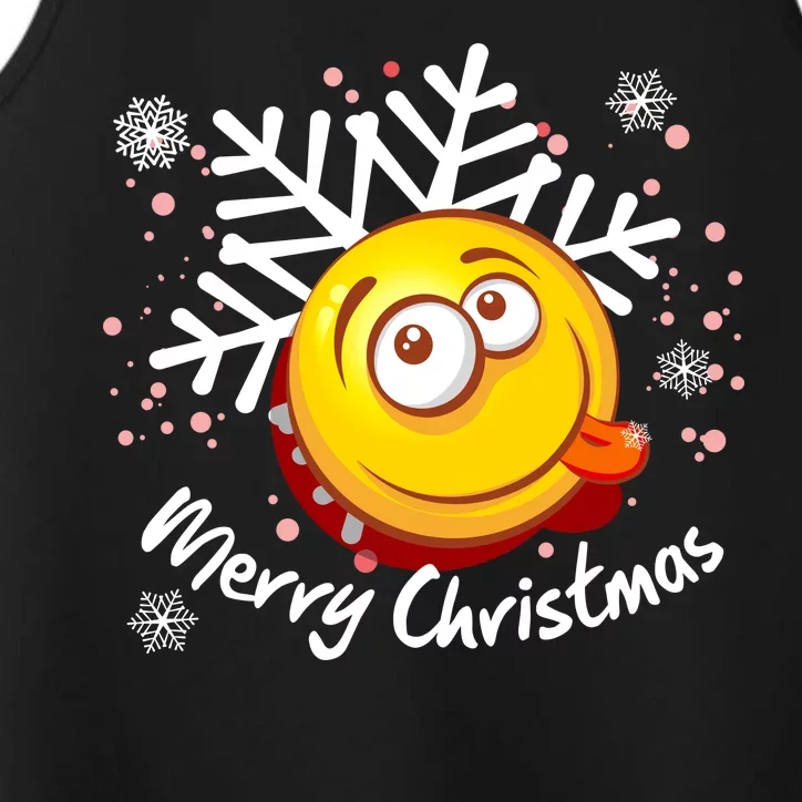 Merry Christmas Funny Smiley Face Snowflake Performance Tank