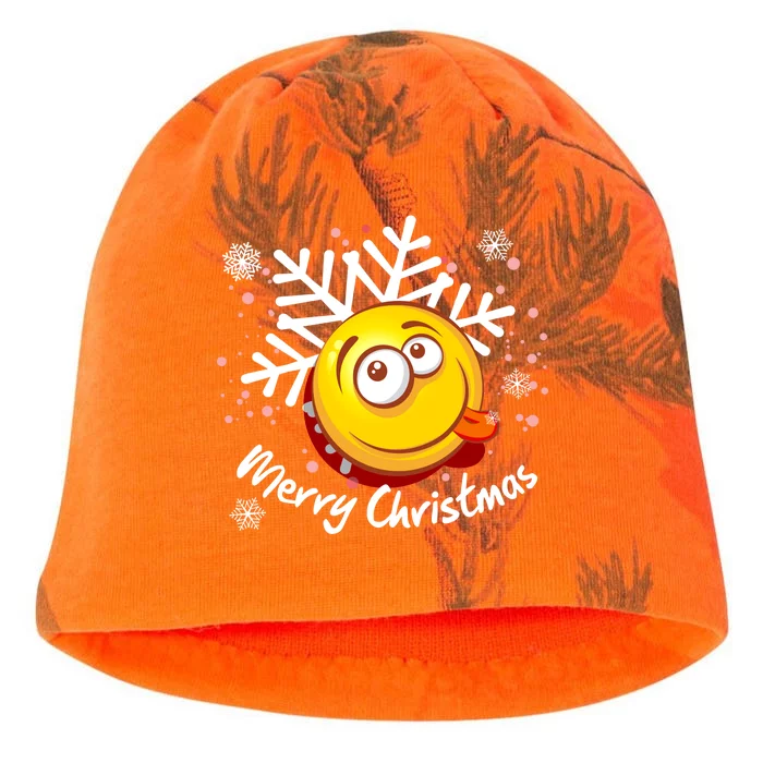 Merry Christmas Funny Smiley Face Snowflake Kati - Camo Knit Beanie