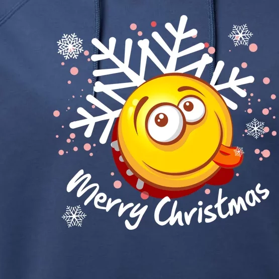 Merry Christmas Funny Smiley Face Snowflake Performance Fleece Hoodie