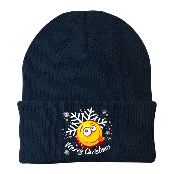 Merry Christmas Funny Smiley Face Snowflake Knit Cap Winter Beanie