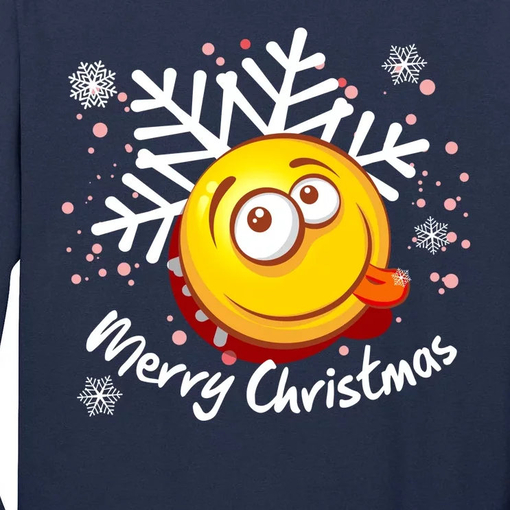 Merry Christmas Funny Smiley Face Snowflake Tall Long Sleeve T-Shirt