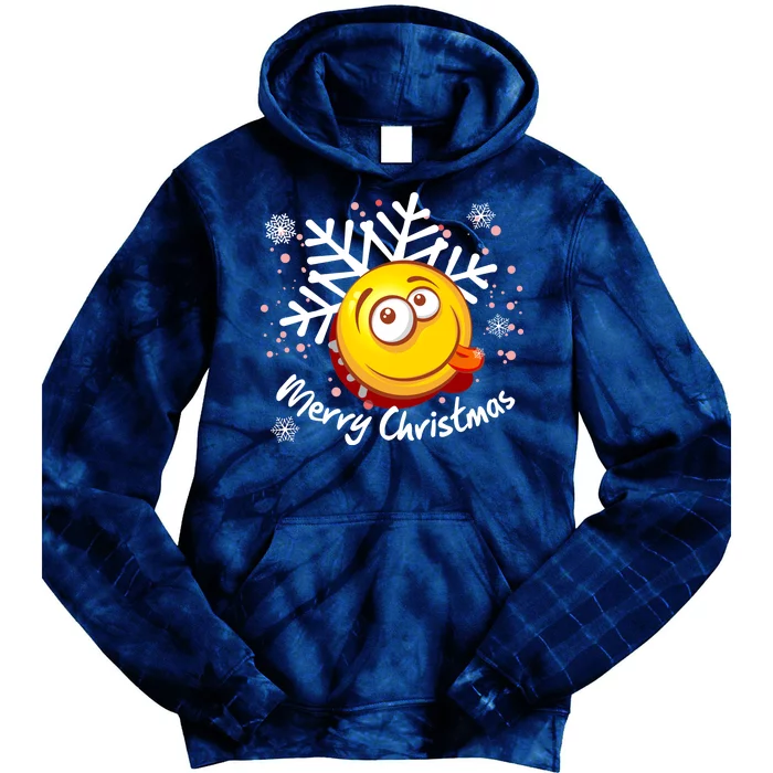 Merry Christmas Funny Smiley Face Snowflake Tie Dye Hoodie