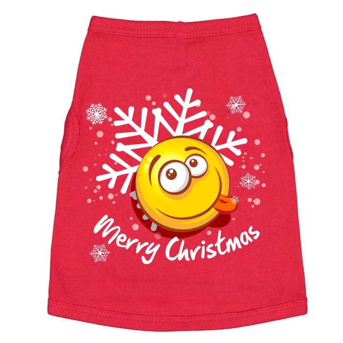 Merry Christmas Funny Smiley Face Snowflake Doggie Tank