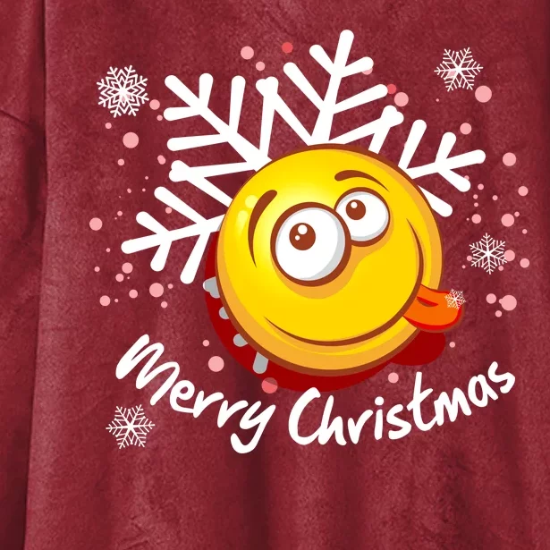 Merry Christmas Funny Smiley Face Snowflake Hooded Wearable Blanket