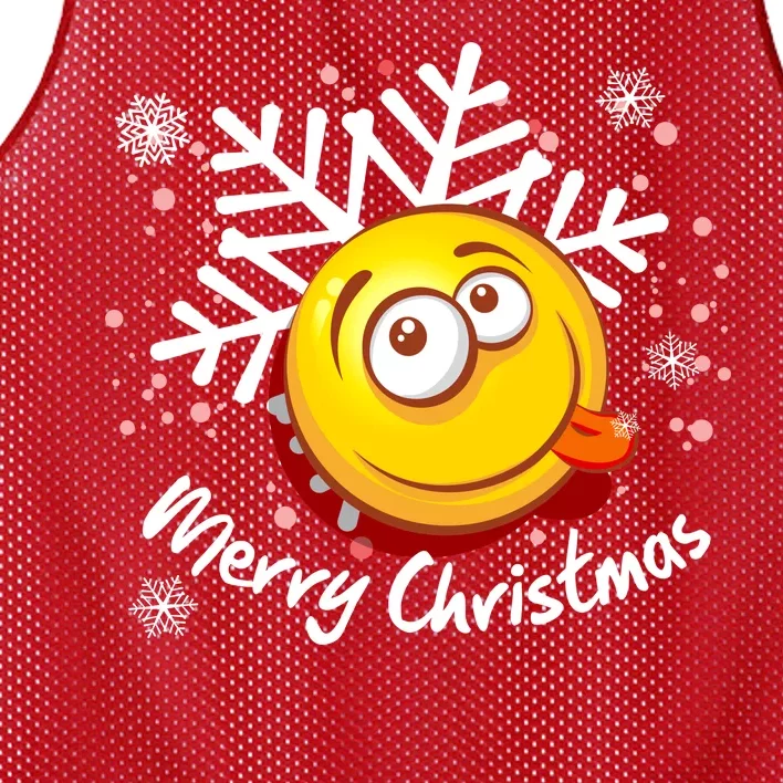 Merry Christmas Funny Smiley Face Snowflake Mesh Reversible Basketball Jersey Tank