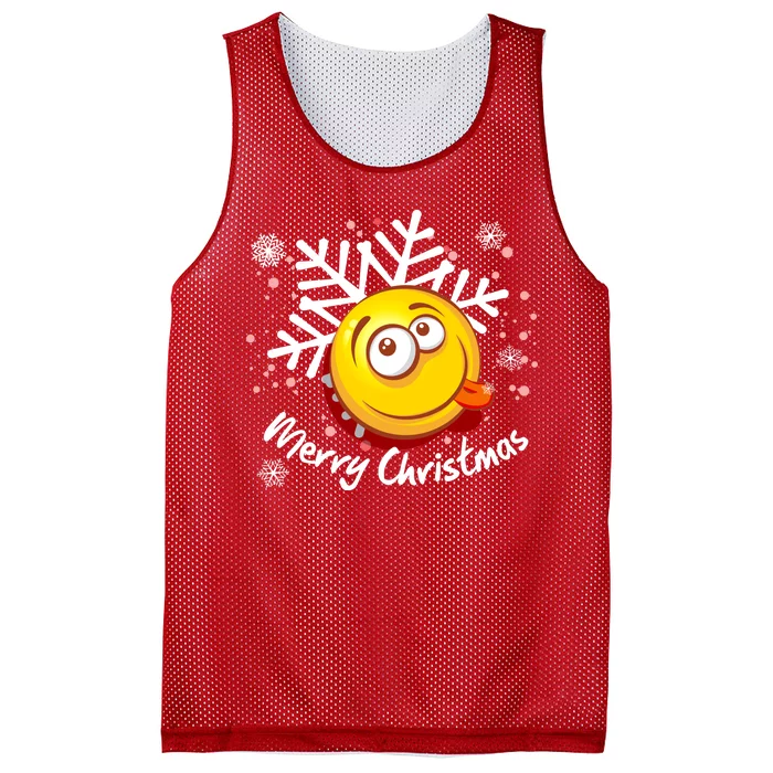 Merry Christmas Funny Smiley Face Snowflake Mesh Reversible Basketball Jersey Tank