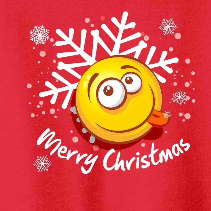 Merry Christmas Funny Smiley Face Snowflake Toddler T-Shirt