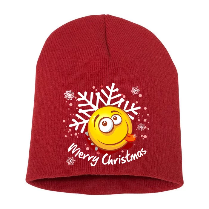 Merry Christmas Funny Smiley Face Snowflake Short Acrylic Beanie