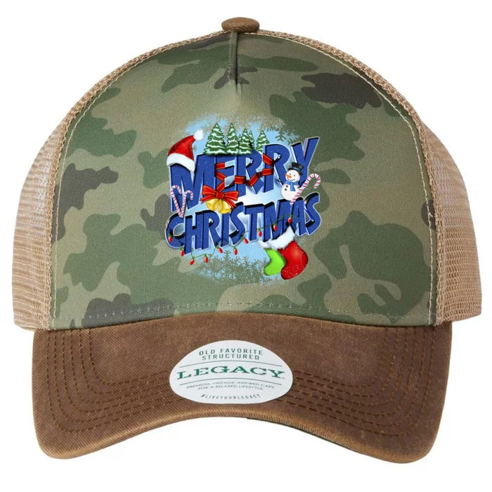 Merry Christmas Funy Holiday Logo Legacy Tie Dye Trucker Hat