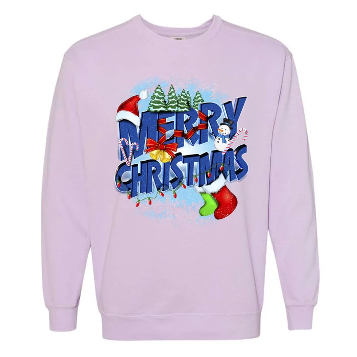 Merry Christmas Funy Holiday Logo Garment-Dyed Sweatshirt