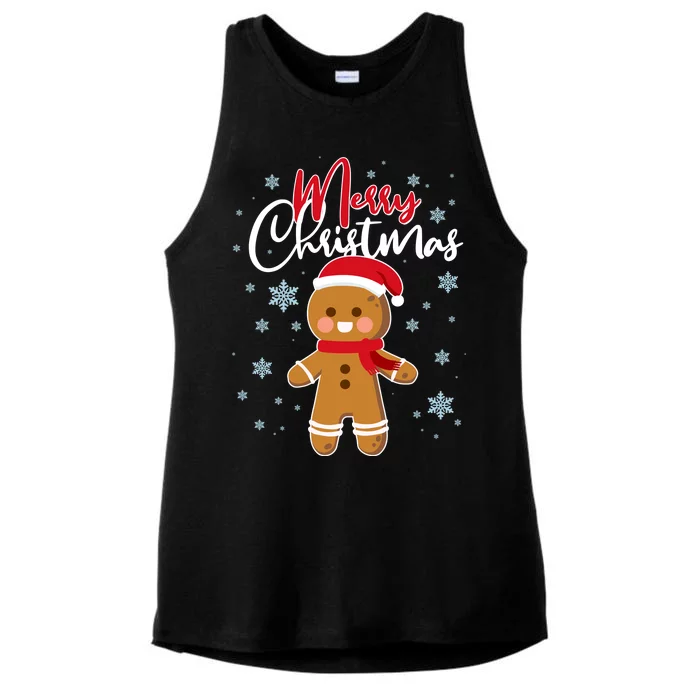 Merry Christmas Gingerbread Ladies Tri-Blend Wicking Tank