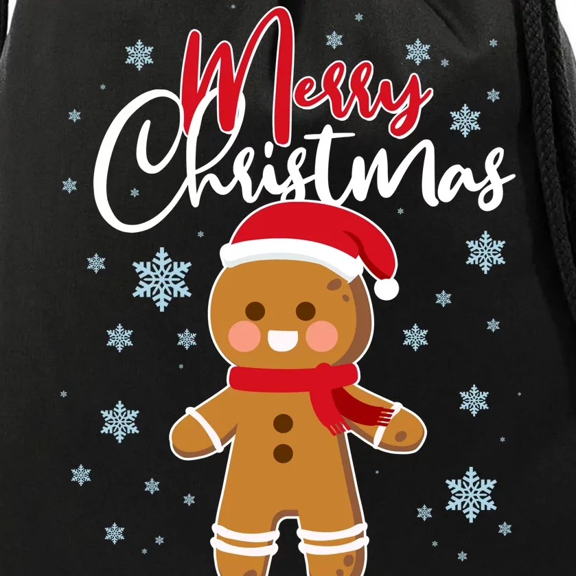 Merry Christmas Gingerbread Drawstring Bag