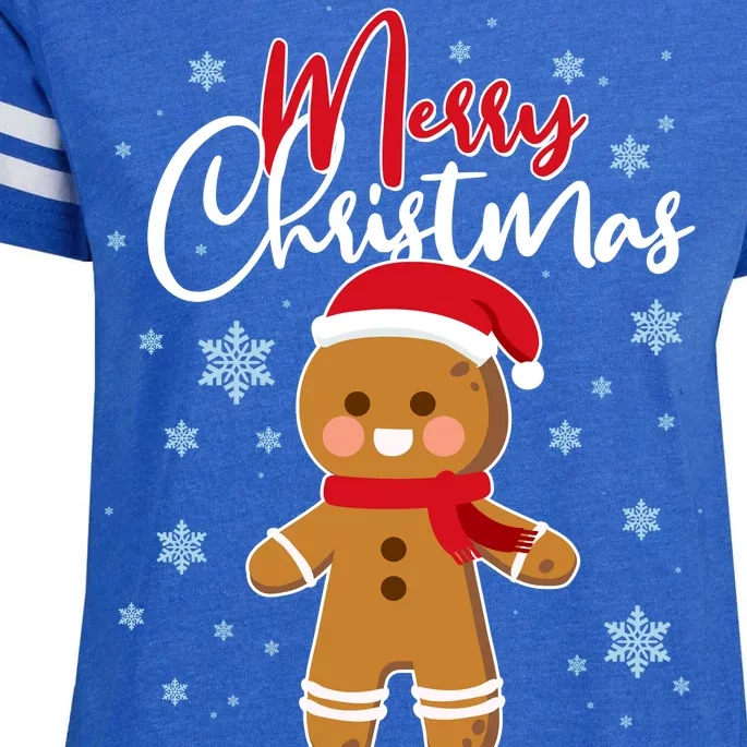 Merry Christmas Gingerbread Enza Ladies Jersey Football T-Shirt