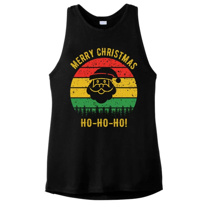 Merry Christmas Ho-Ho-Ho Vintage Santa Ladies Tri-Blend Wicking Tank