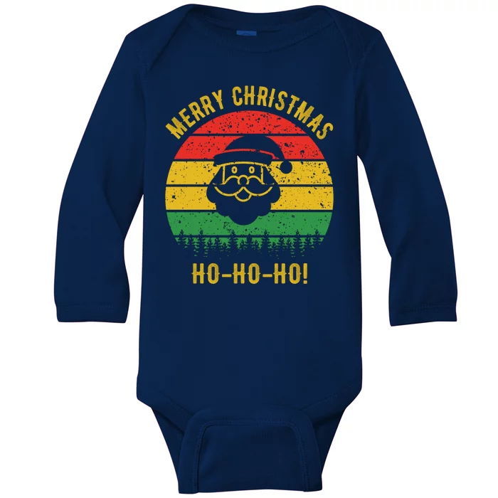 Merry Christmas Ho-Ho-Ho Vintage Santa Baby Long Sleeve Bodysuit