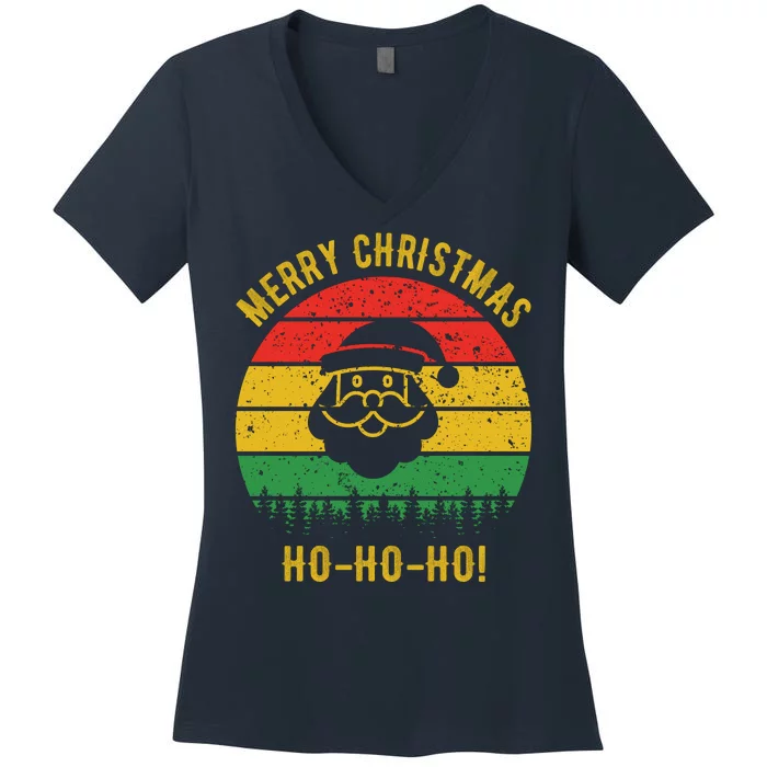 Merry Christmas Ho-Ho-Ho Vintage Santa Women's V-Neck T-Shirt