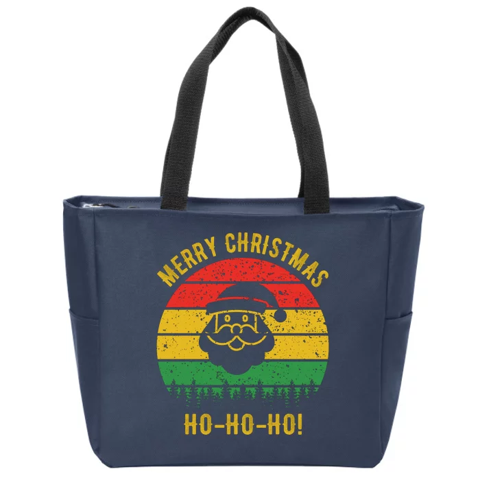 Merry Christmas Ho-Ho-Ho Vintage Santa Zip Tote Bag