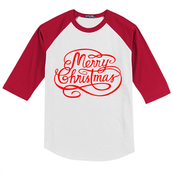 Merry Christmas Holiday Kids Colorblock Raglan Jersey