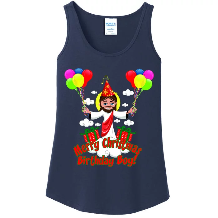 Merry Christmas Jesus Birthday Boy Ladies Essential Tank