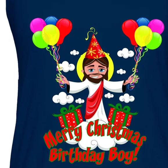 Merry Christmas Jesus Birthday Boy Ladies Essential Flowy Tank