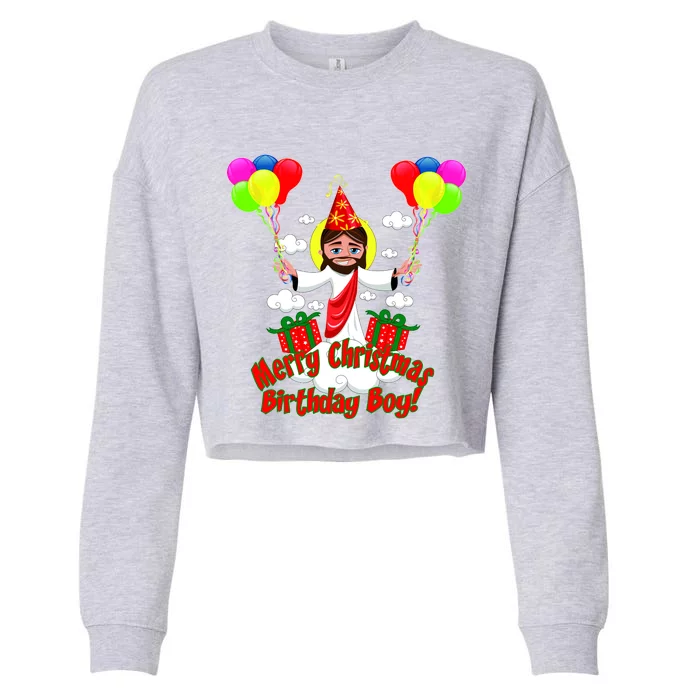 Merry Christmas Jesus Birthday Boy Cropped Pullover Crew