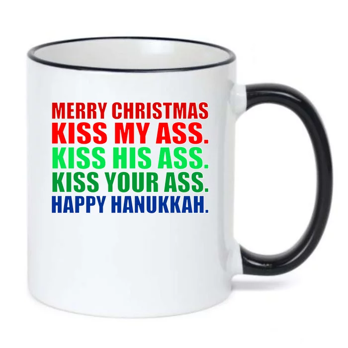 Merry Christmas Kiss My Ass Happy Hanukkah Black Color Changing Mug